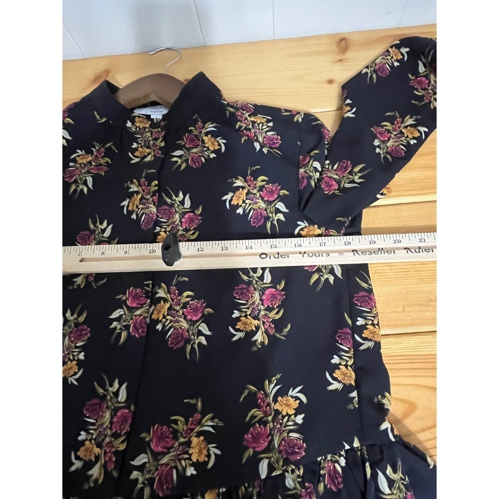 Thakoon Collective Floral Ruffle Blouse Long Sleeve Top Black Size 0 - Picture 9 of 9